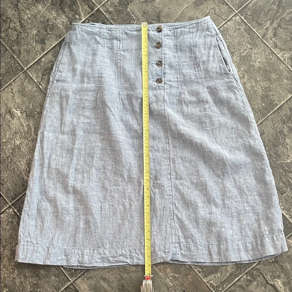 100% Linen WHITE STUFF Women's Light Blue Button-Front Skirt Preppy Coastal - Picture 8 of 9